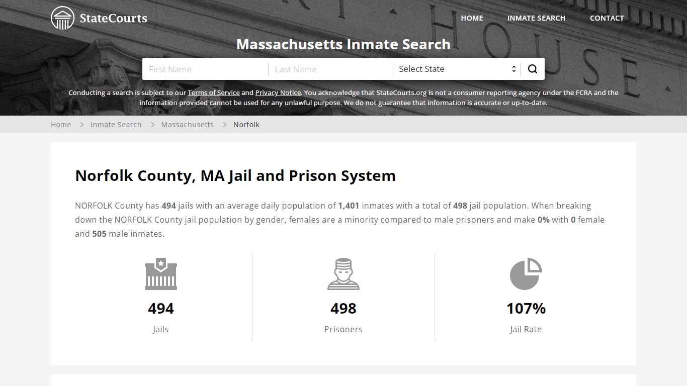 Norfolk County, MA Inmate Search - StateCourts